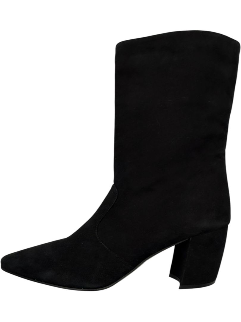 Prada Black Suede Mid-Calf Boots – Size 39.5