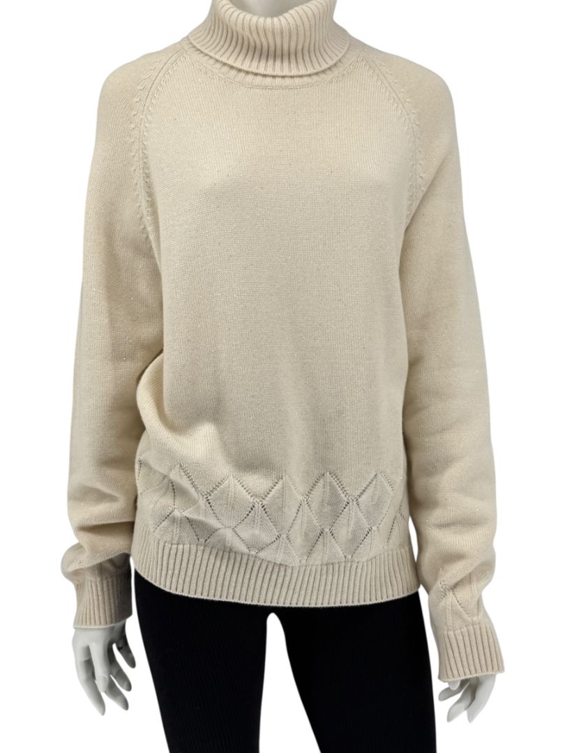 Loro Piana Cream Baby Cashmere Turtleneck Sweater – Size IT 48