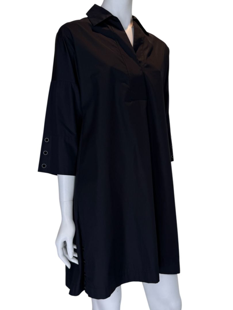 Akris Punto Black Cotton Shirt Dress with Button Detail – Size US 2
