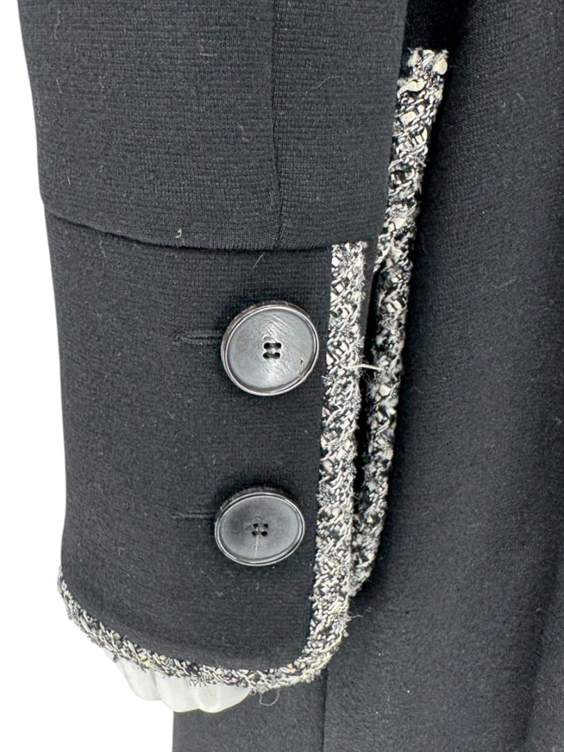 Lida Baday Black Wool Long Coat with Metallic Braid Trim – Size 12
