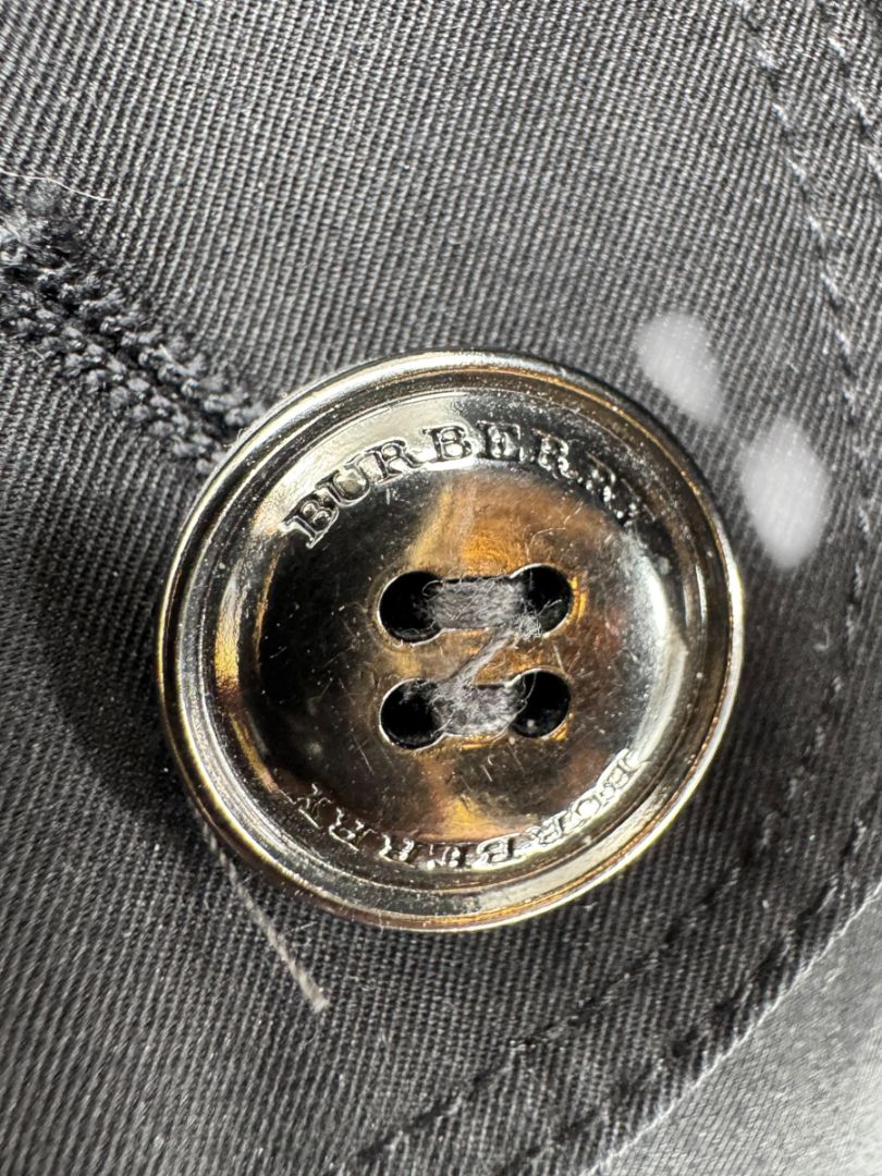Burberry London Black Cotton Trench Coat with Crystal Bead Hem – Size USA 14 / IT 48
