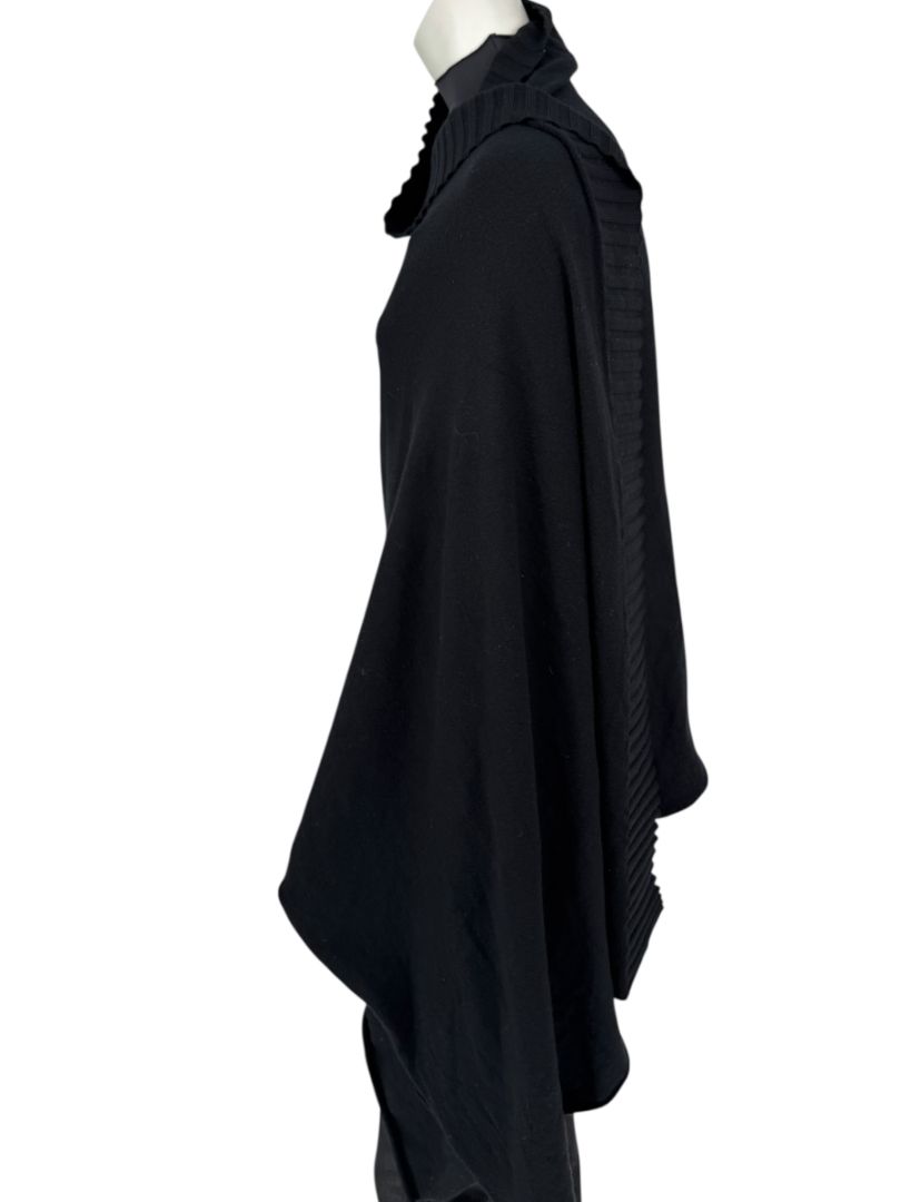 Armani Collezioni Black Asymmetric Rib-Trim Wrap Sweater – Size 12