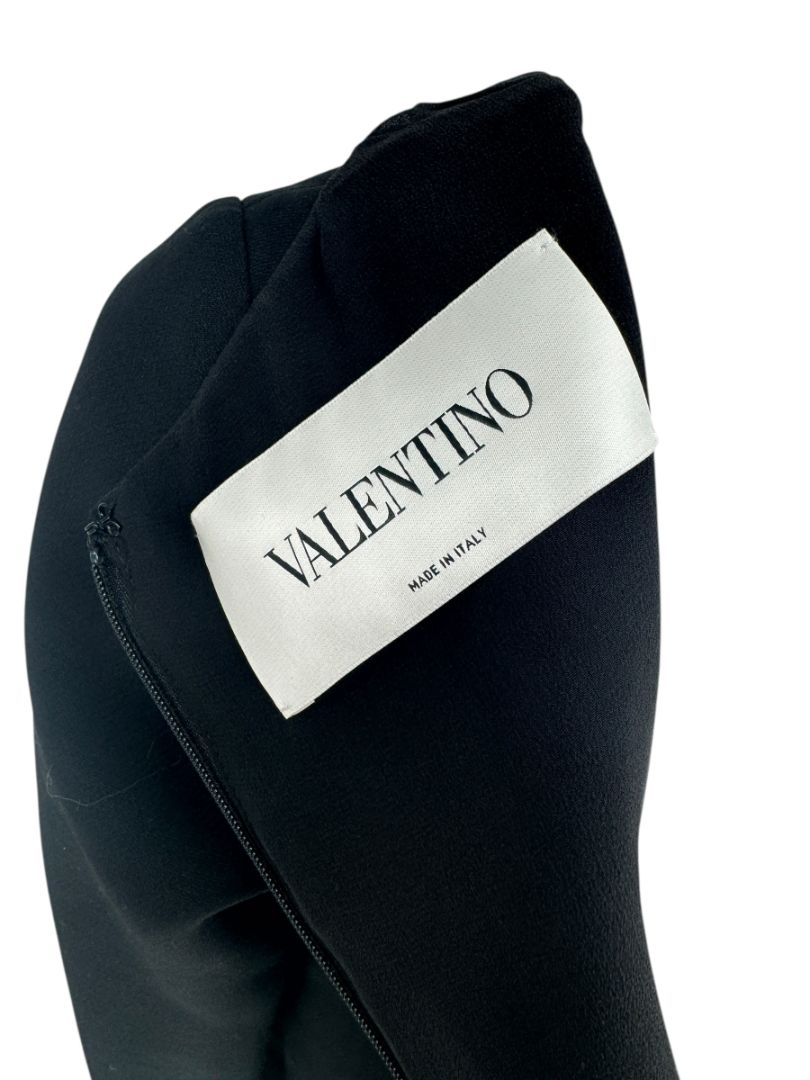 Valentino Black Mini Dress with Embroidered Cuffs – Size 44 – Excellent Preowned Condition