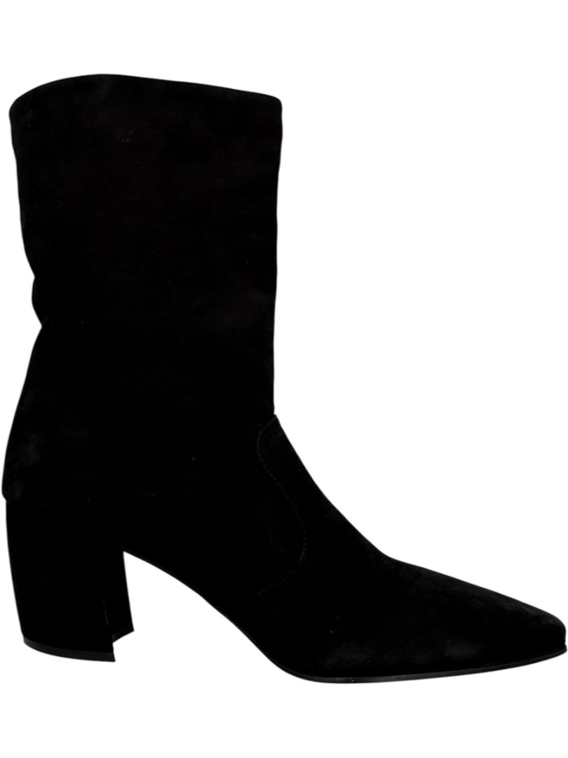 Prada Black Suede Mid-Calf Boots – Size 39.5
