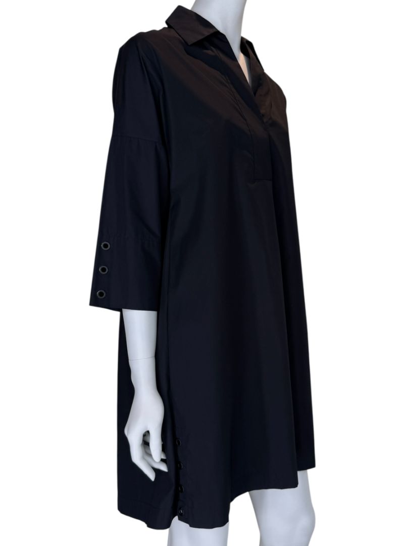 Akris Punto Black Cotton Shirt Dress with Button Detail – Size US 2