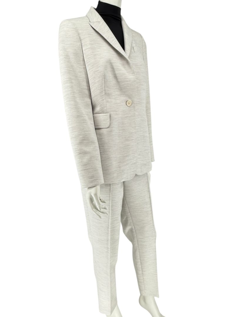 Akris Punto Light Grey Mélange Blazer & Pants Suit Set – Size US 10