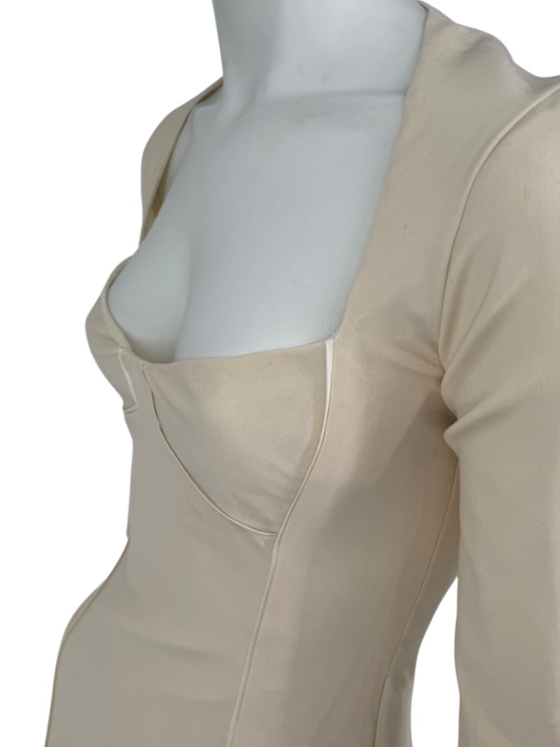 Pamella Roland Cream Bodycon Cut-Out Back Dress - Size 4