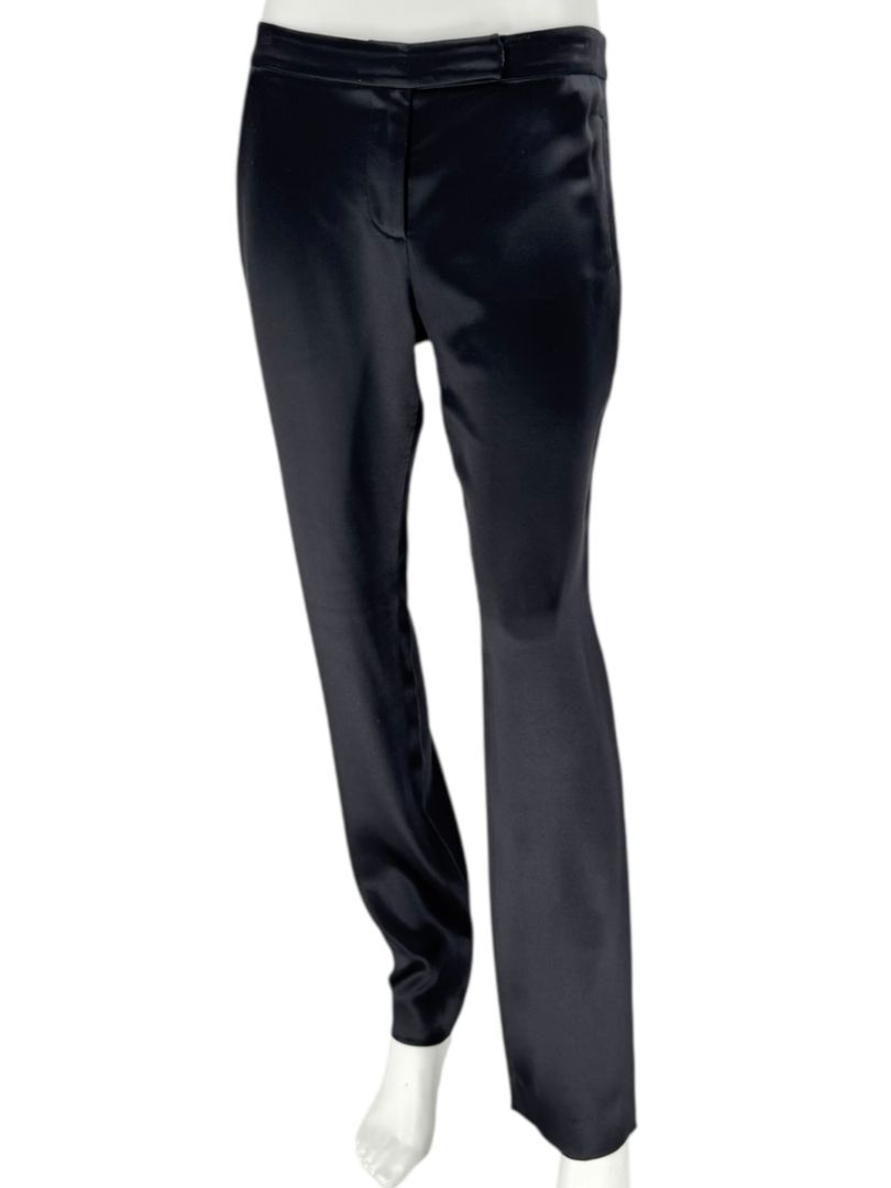 Pamella Roland Black Satin Tapered Pants – Large