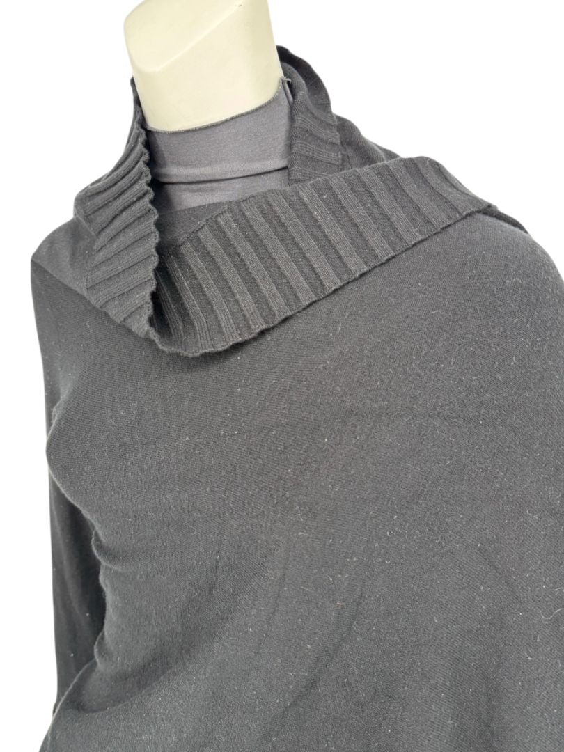 Armani Collezioni Black Asymmetric Rib-Trim Wrap Sweater – Size 12