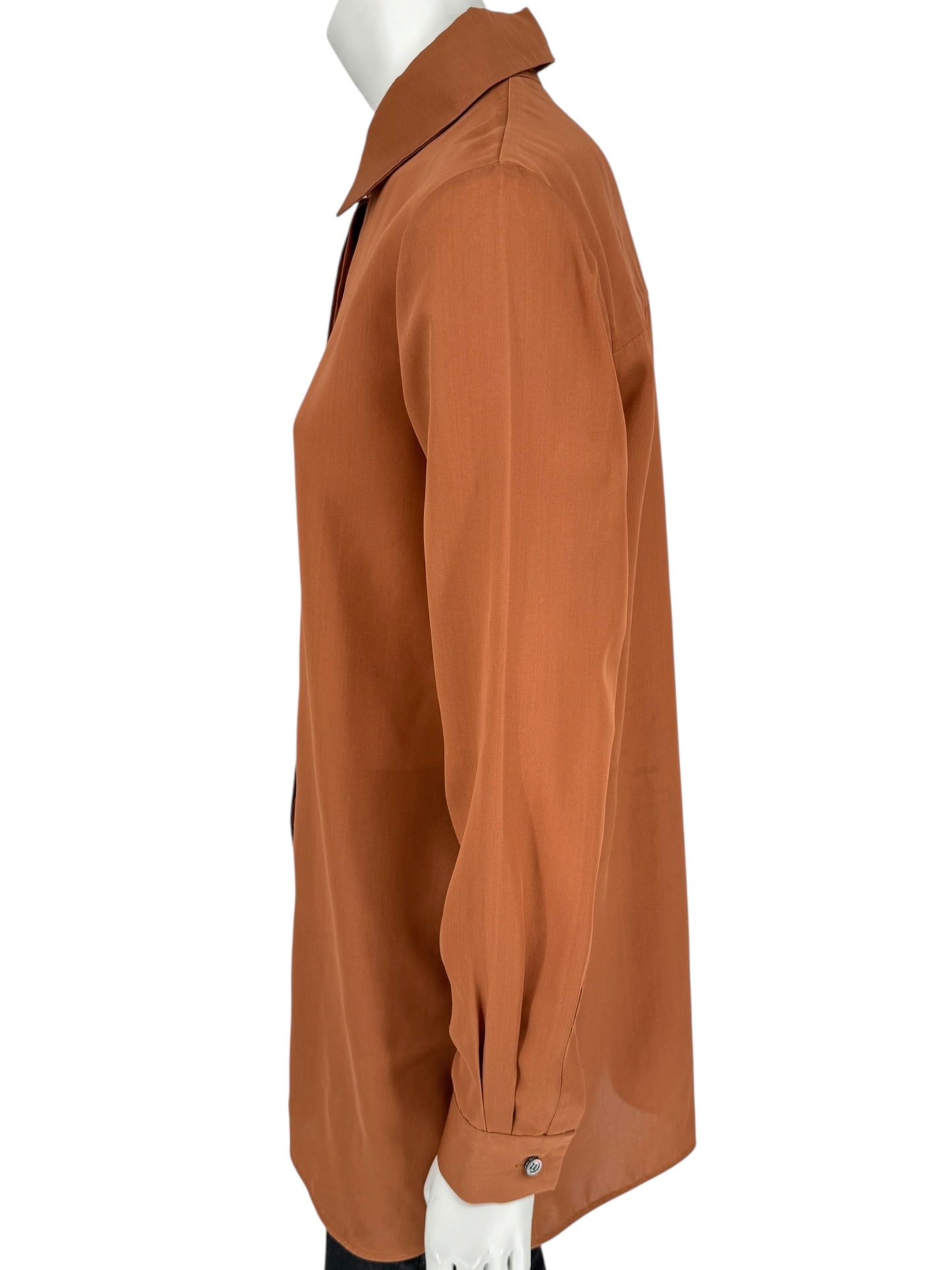 Derek Lam Rust Silk Long Shirt – Size 6 US / 42 IT / 38 FR / 10 GB