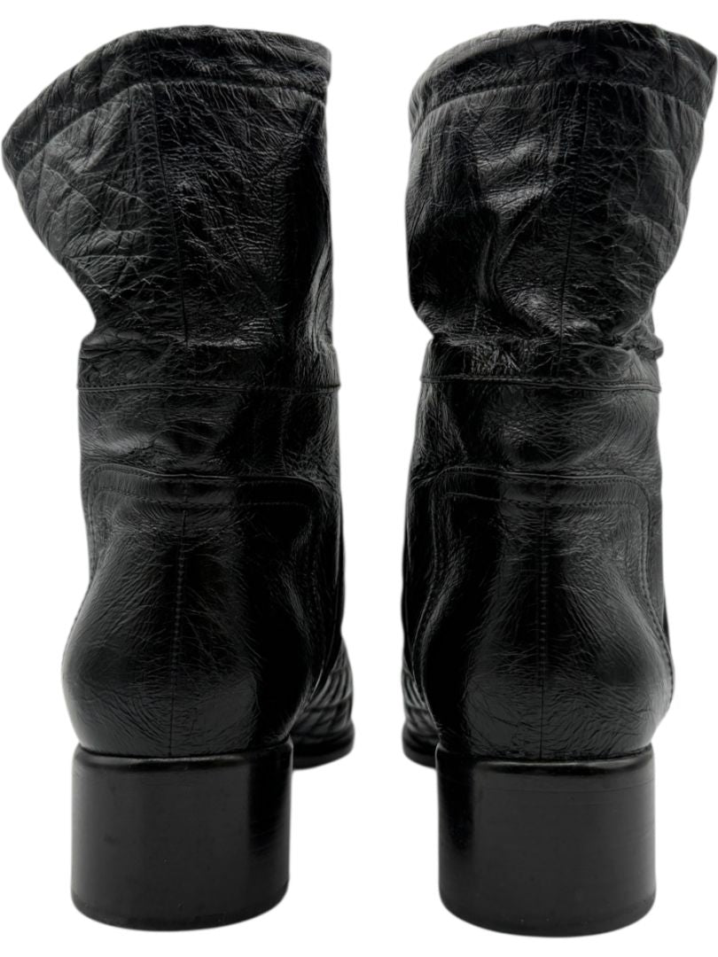 Chanel Quilted Crinkled Calfskin Mid-Calf Boots – Size 41