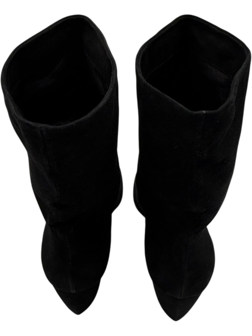 Prada Black Suede Mid-Calf Boots – Size 39.5