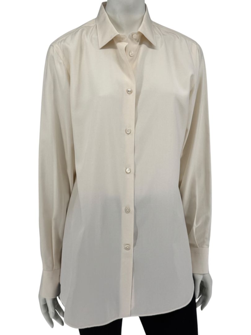 Loro Piana Ivory Silk Button-Up Shirt – Size IT 46
