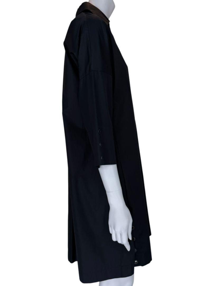 Akris Punto Black Cotton Shirt Dress with Button Detail – Size US 2