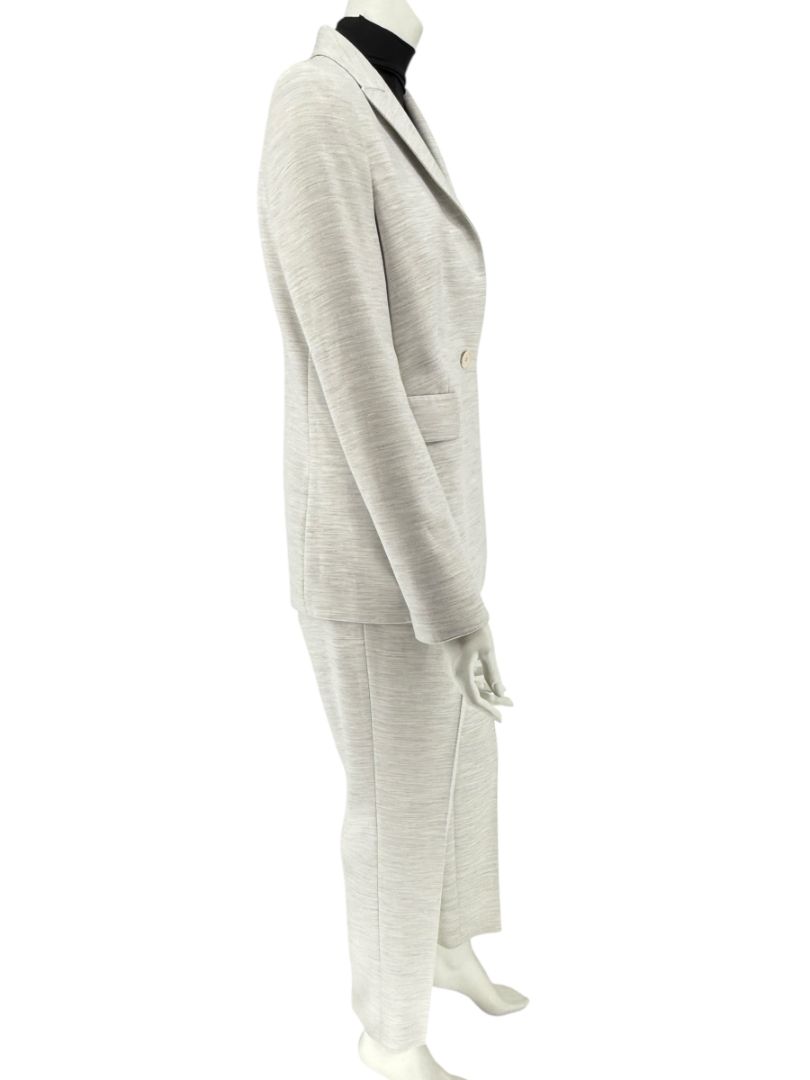 Akris Punto Light Grey Mélange Blazer & Pants Suit Set – Size US 10