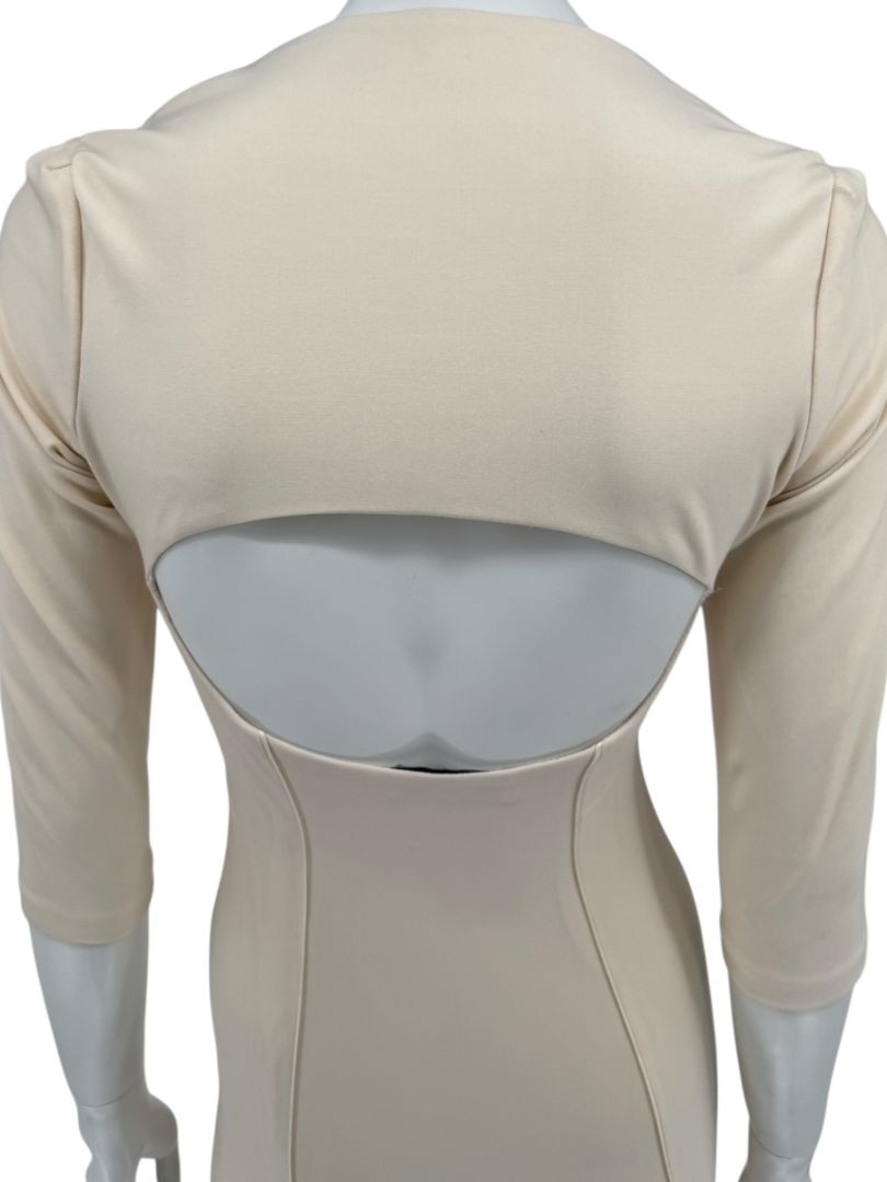 Pamella Roland Cream Bodycon Cut-Out Back Dress - Size 4