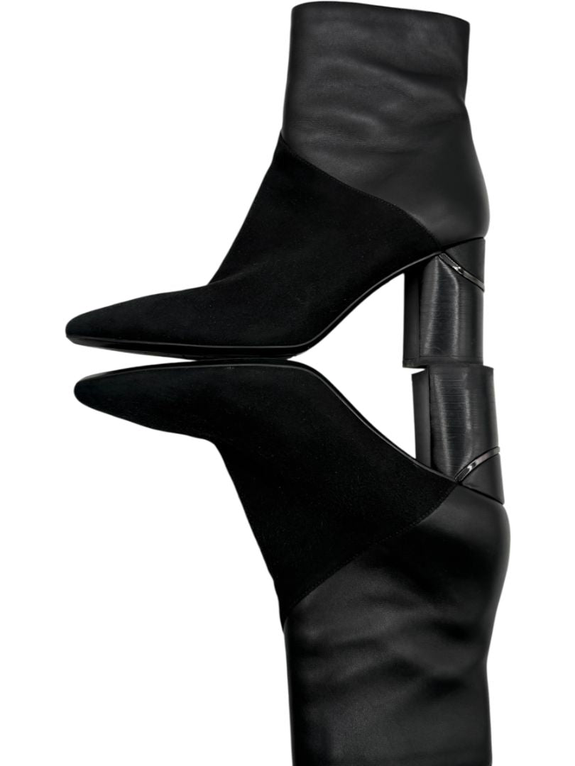 Aquatalia Black Suede/Leather Pointed Toe Booties – Size 9