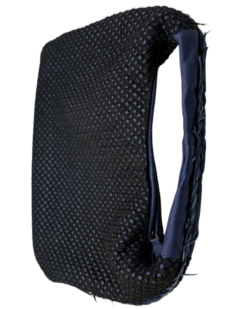 Bottega Veneta Nappa Silk Mini Ponza Devore Fuzzy Maxi Hobo Indigo