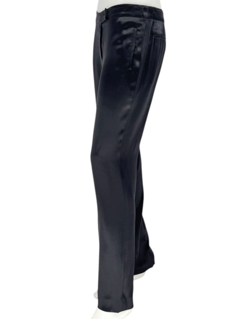 Pamella Roland Black Satin Tapered Pants – Large