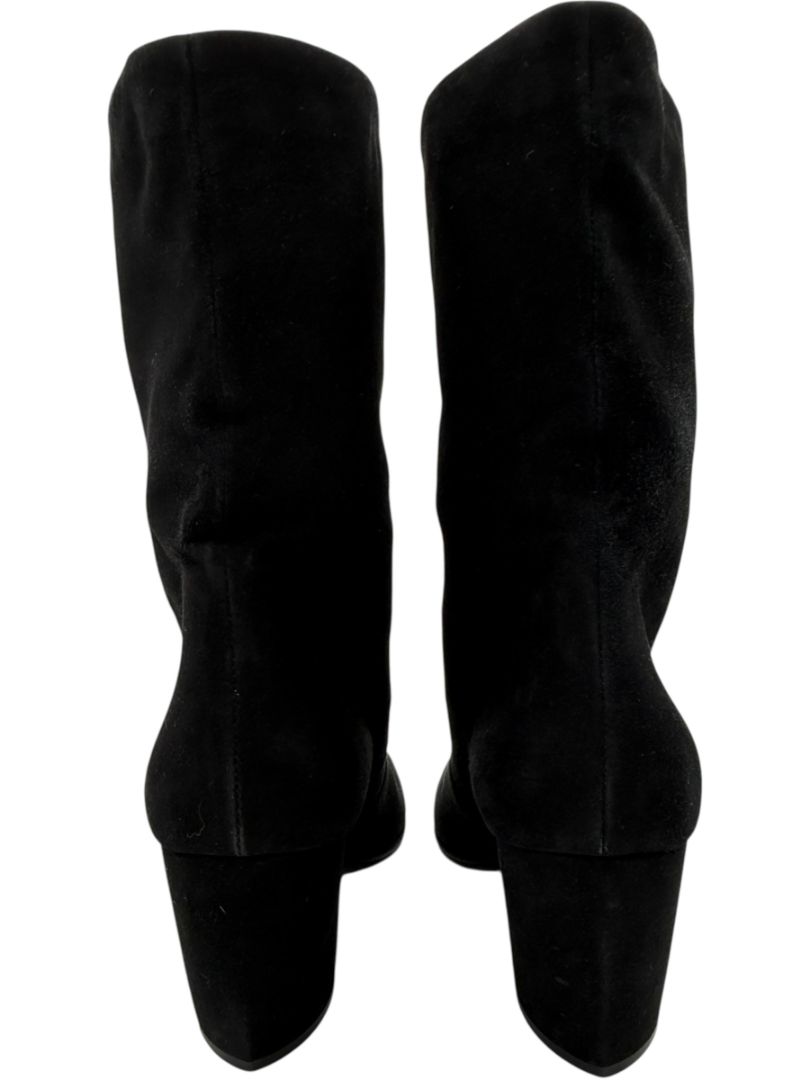 Prada Black Suede Mid-Calf Boots – Size 39.5