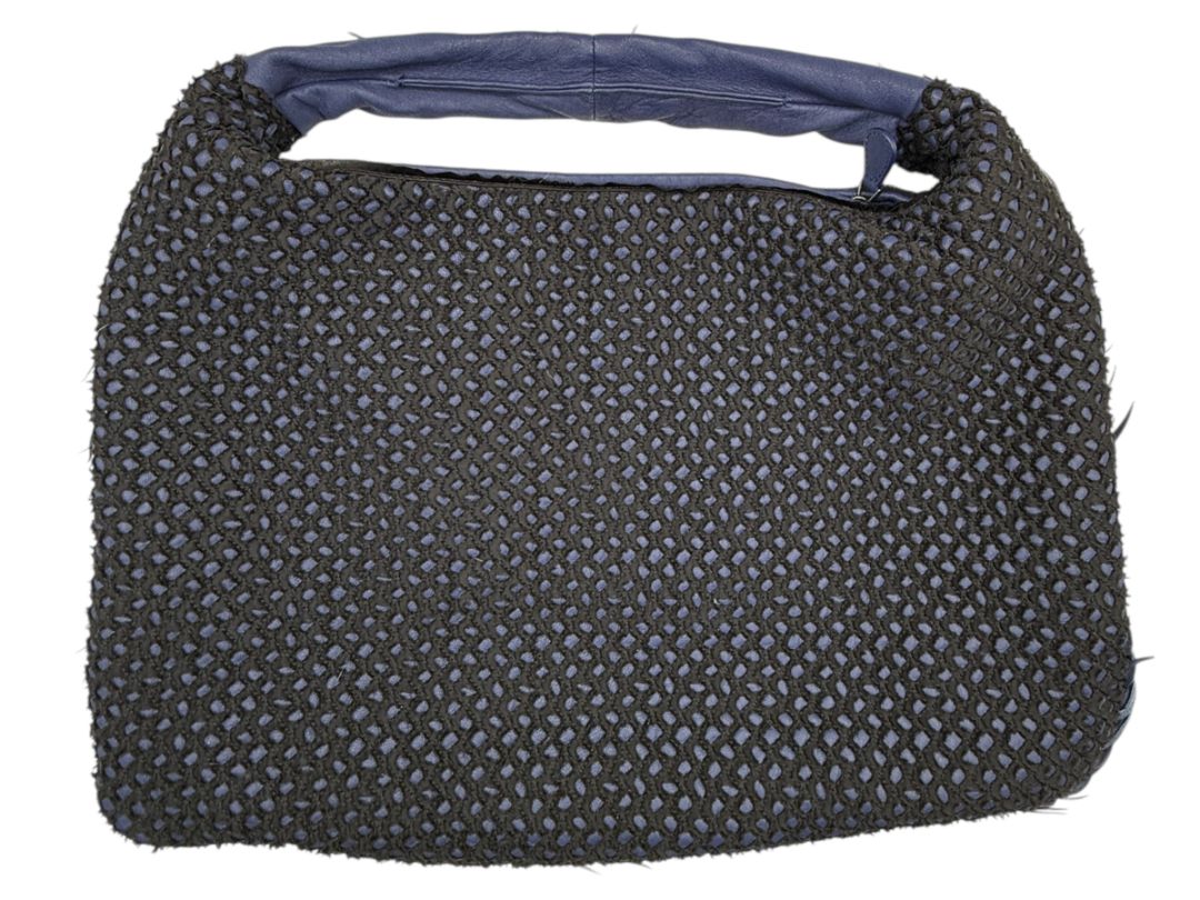 Bottega Veneta Nappa Silk Mini Ponza Devore Fuzzy Maxi Hobo Indigo