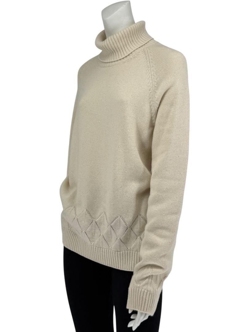 Loro Piana Cream Baby Cashmere Turtleneck Sweater – Size IT 48