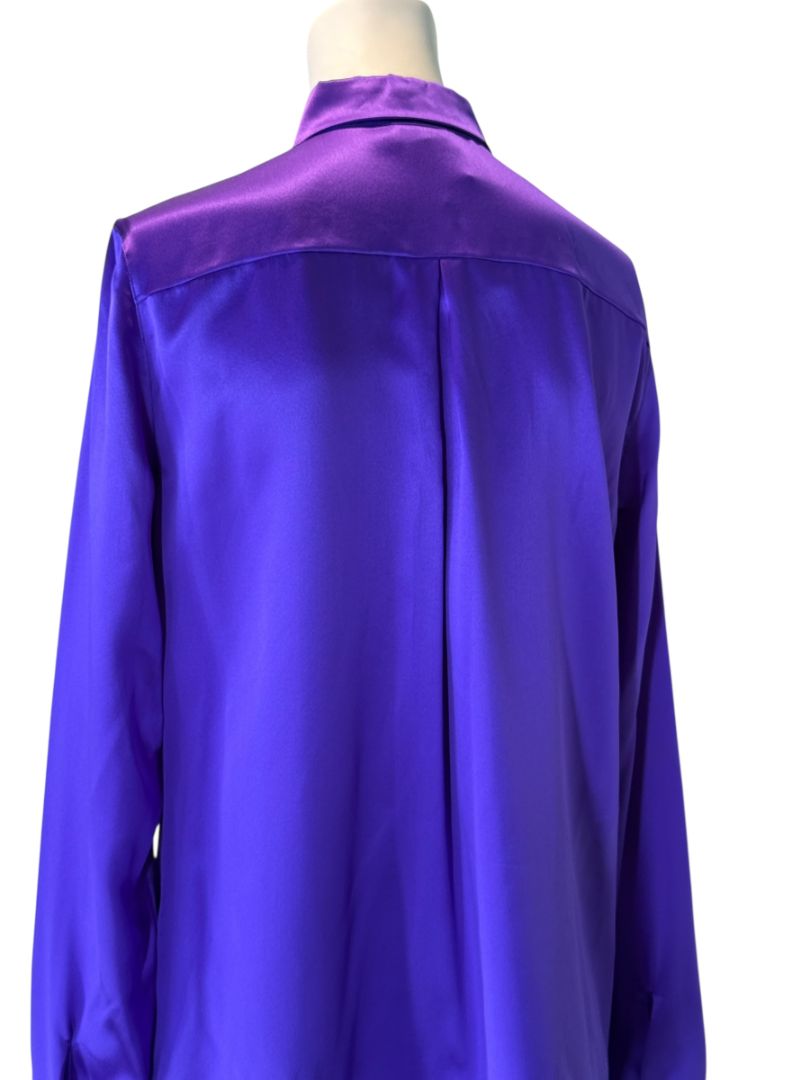 Akris Purple Mulberry Silk Button-Front Blouse – Size 8