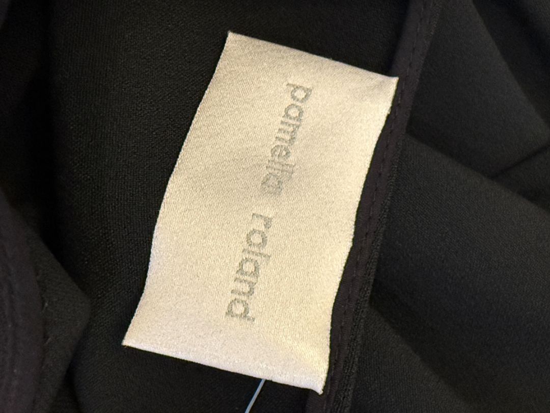 Pamella Roland Peplum Black Blouse with Bell Sleeves - Large