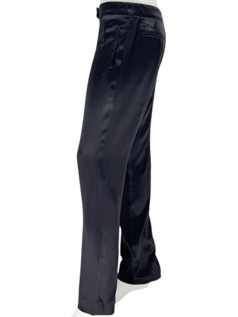 Pamella Roland Black Satin Tapered Pants – Large