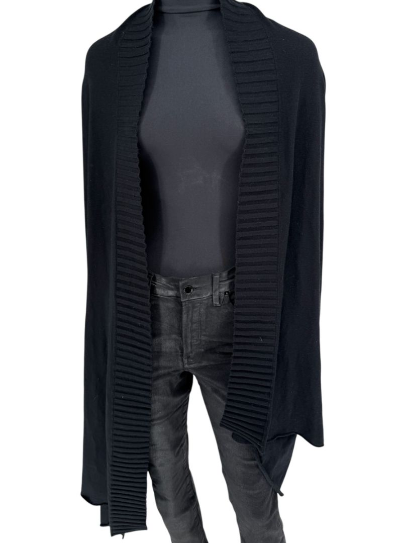 Armani Collezioni Black Asymmetric Rib-Trim Wrap Sweater – Size 12