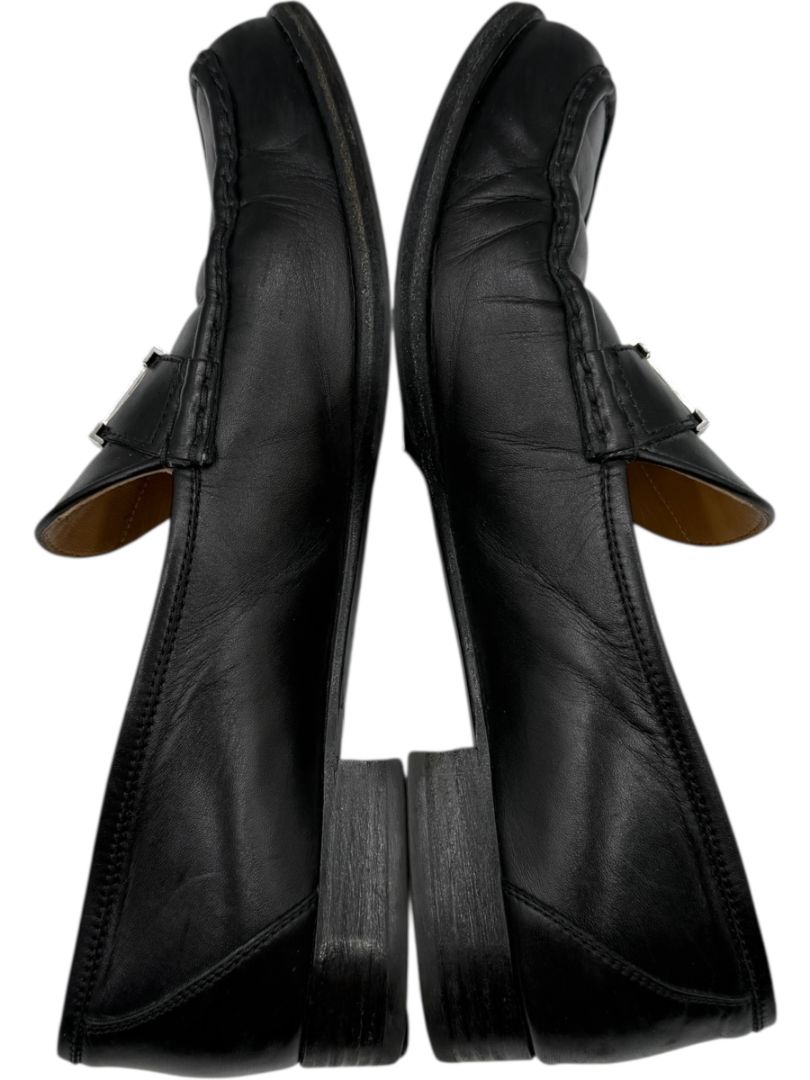 Hermès Black Leather H Logo Loafers – Size 41