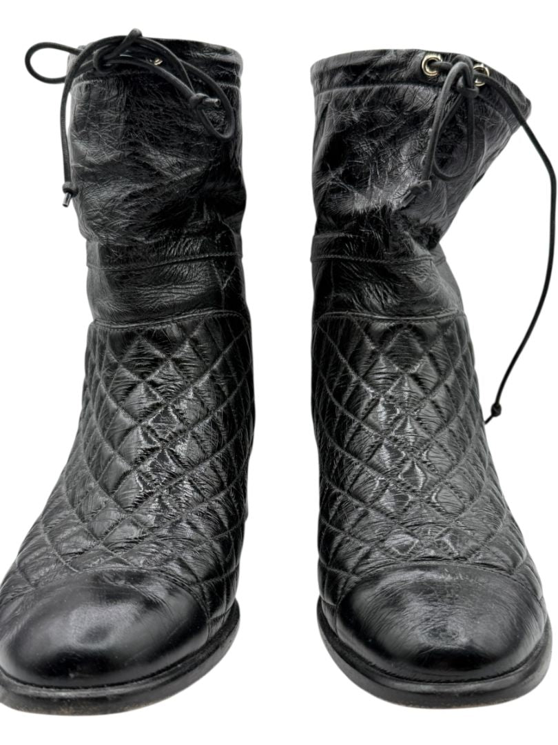 Chanel Quilted Crinkled Calfskin Mid-Calf Boots – Size 41