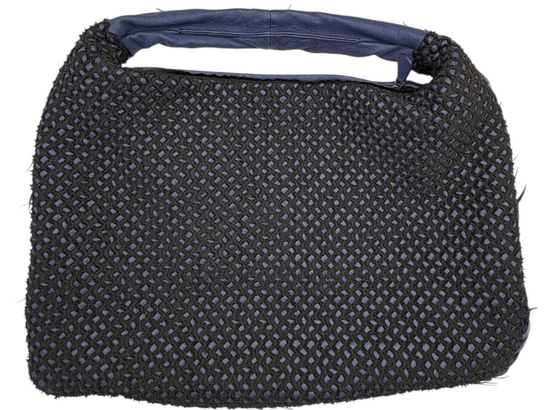 Bottega Veneta Nappa Silk Mini Ponza Devore Fuzzy Maxi Hobo Indigo