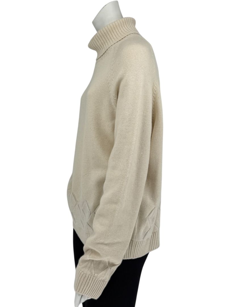 Loro Piana Cream Baby Cashmere Turtleneck Sweater – Size IT 48