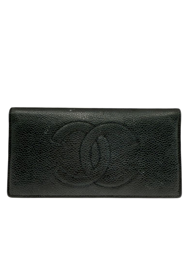 Chanel Black Caviar Leather CC Checkbook Holder – Made in Italy