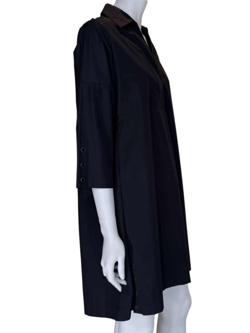 Akris Punto Black Cotton Shirt Dress with Button Detail – Size US 2