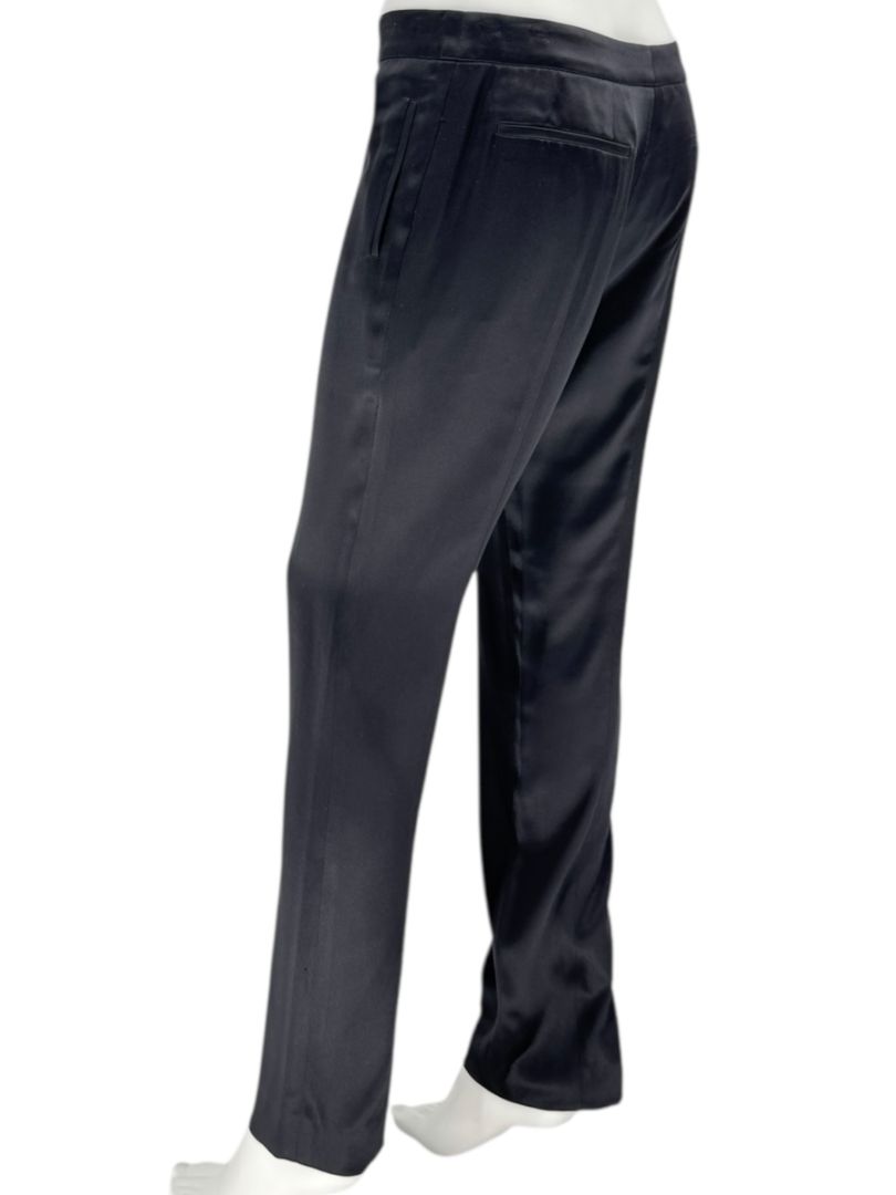 Pamella Roland Black Satin Tapered Pants – Large
