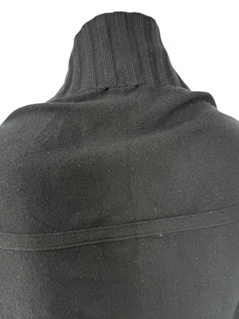 Armani Collezioni Black Asymmetric Rib-Trim Wrap Sweater – Size 12