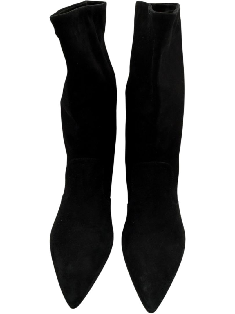 Prada Black Suede Mid-Calf Boots – Size 39.5