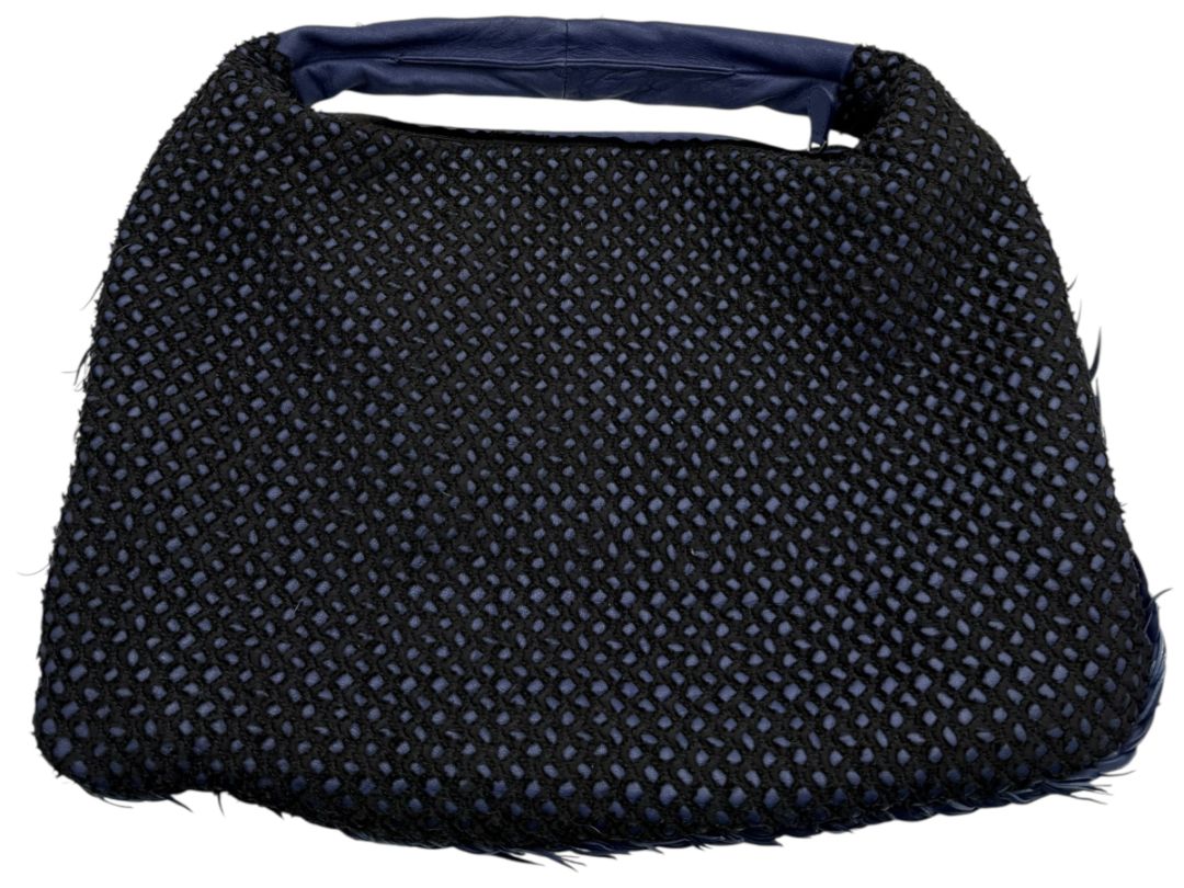 Bottega Veneta Nappa Silk Mini Ponza Devore Fuzzy Maxi Hobo Indigo