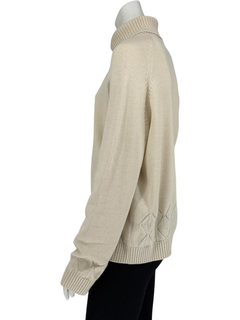Loro Piana Cream Baby Cashmere Turtleneck Sweater – Size IT 48