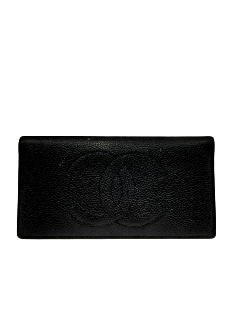 Chanel Black Caviar Leather CC Checkbook Holder – Made in Italy