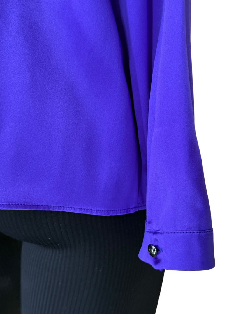 Akris Purple Mulberry Silk Button-Front Blouse – Size 8