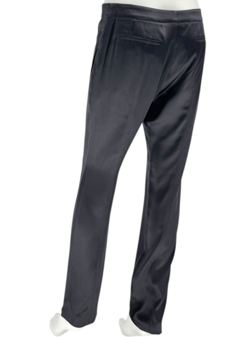 Pamella Roland Black Satin Tapered Pants – Large