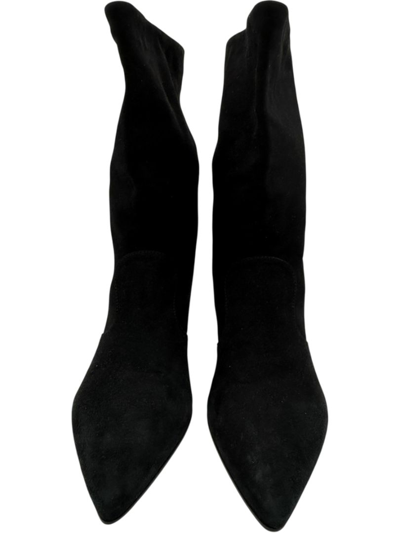 Prada Black Suede Mid-Calf Boots – Size 39.5