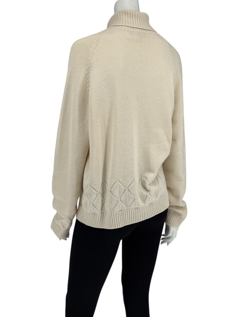 Loro Piana Cream Baby Cashmere Turtleneck Sweater – Size IT 48