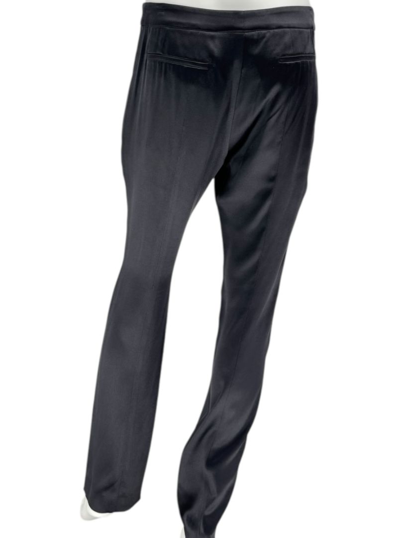 Pamella Roland Black Satin Tapered Pants – Large
