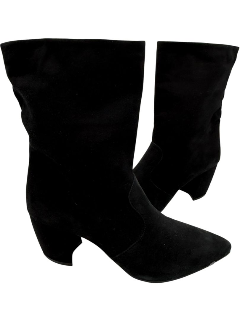 Prada Black Suede Mid-Calf Boots – Size 39.5