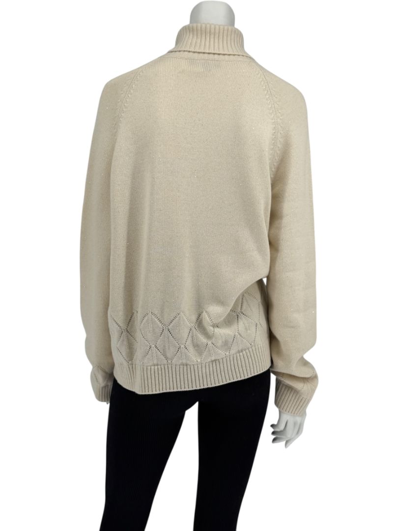 Loro Piana Cream Baby Cashmere Turtleneck Sweater – Size IT 48