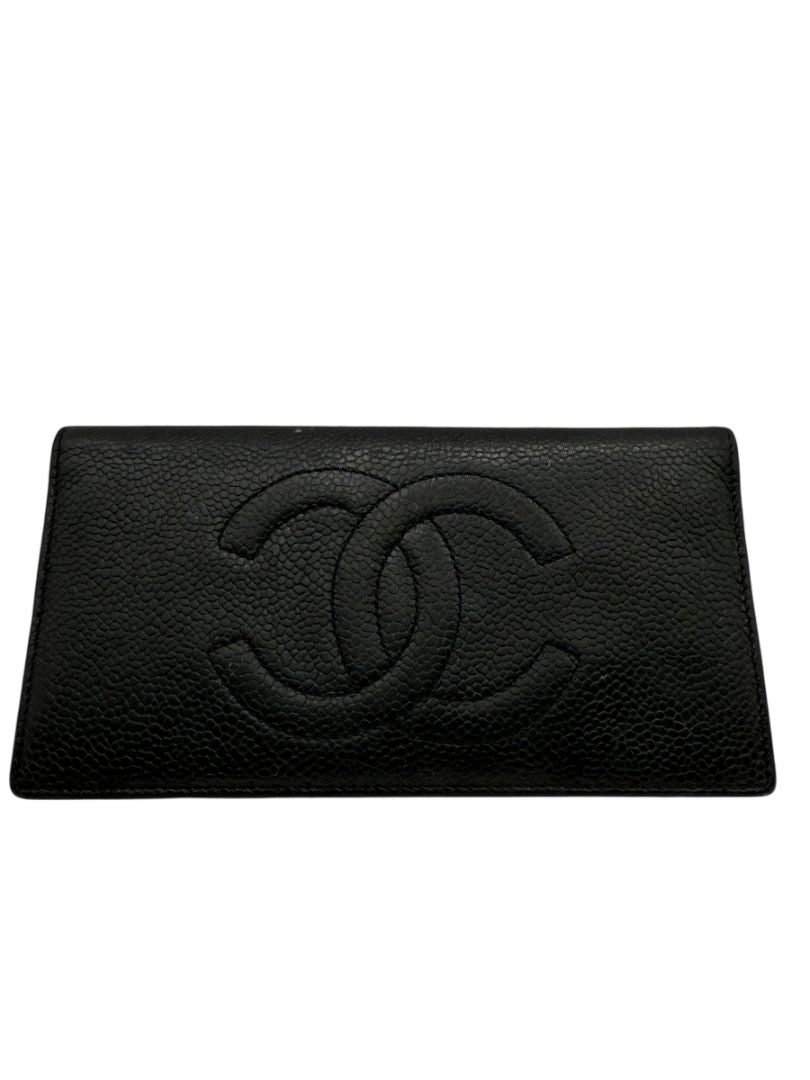 Chanel Black Caviar Leather CC Checkbook Holder – Made in Italy